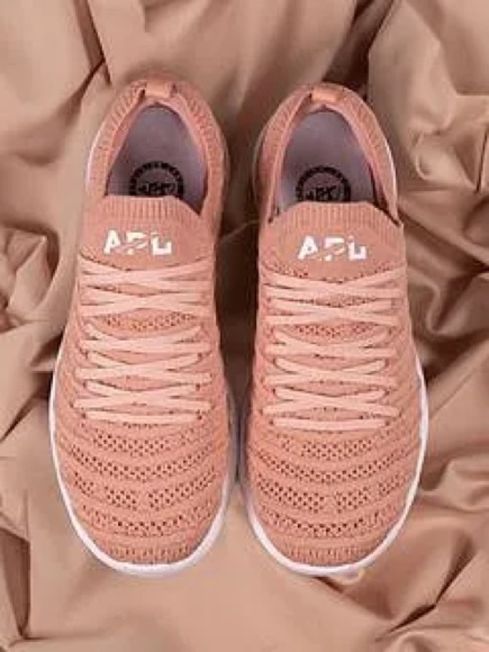 996. NWOB SIZE 7.5 APL Knit Lace-Up Sneakers in Peachy Pink